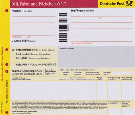 zollinhaltserklärung